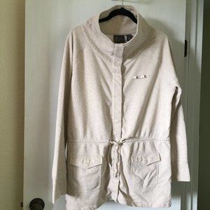 Fluent Life women's long button down terry cotton sweatshirt. Size XL.